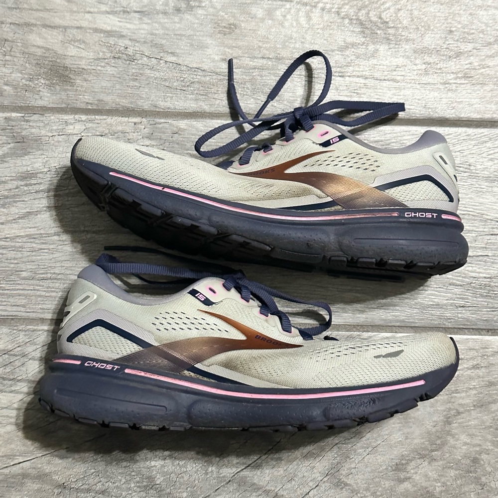 Brooks Ghost 15 Womens 9 Shoes Gray Blue Running Walking Gym Comfort**